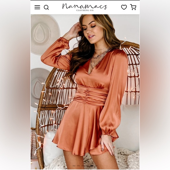 No flaws Here Satin Assymmetrical romper in Rust - Picture 5 of 10